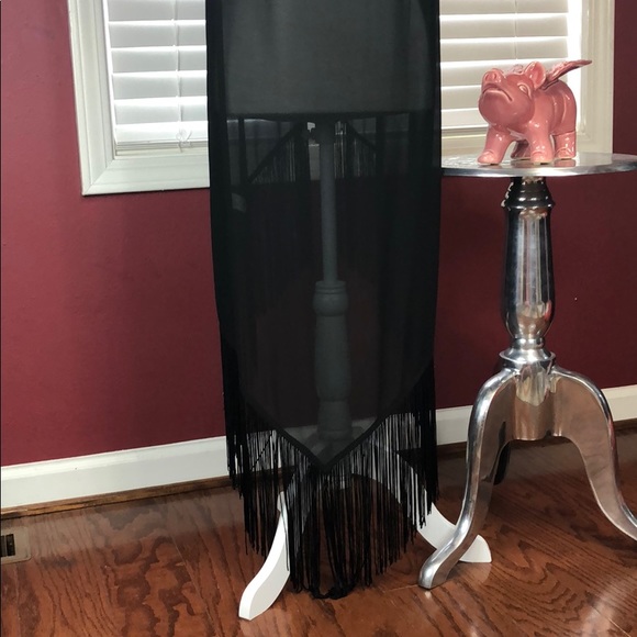 Naked Zebra Black chiffon “sweater”/ fringe trim. - Picture 5 of 6